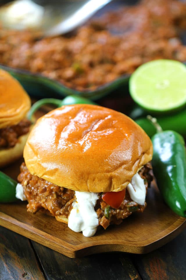 Juicy cheesy taco Sloppy Joes.