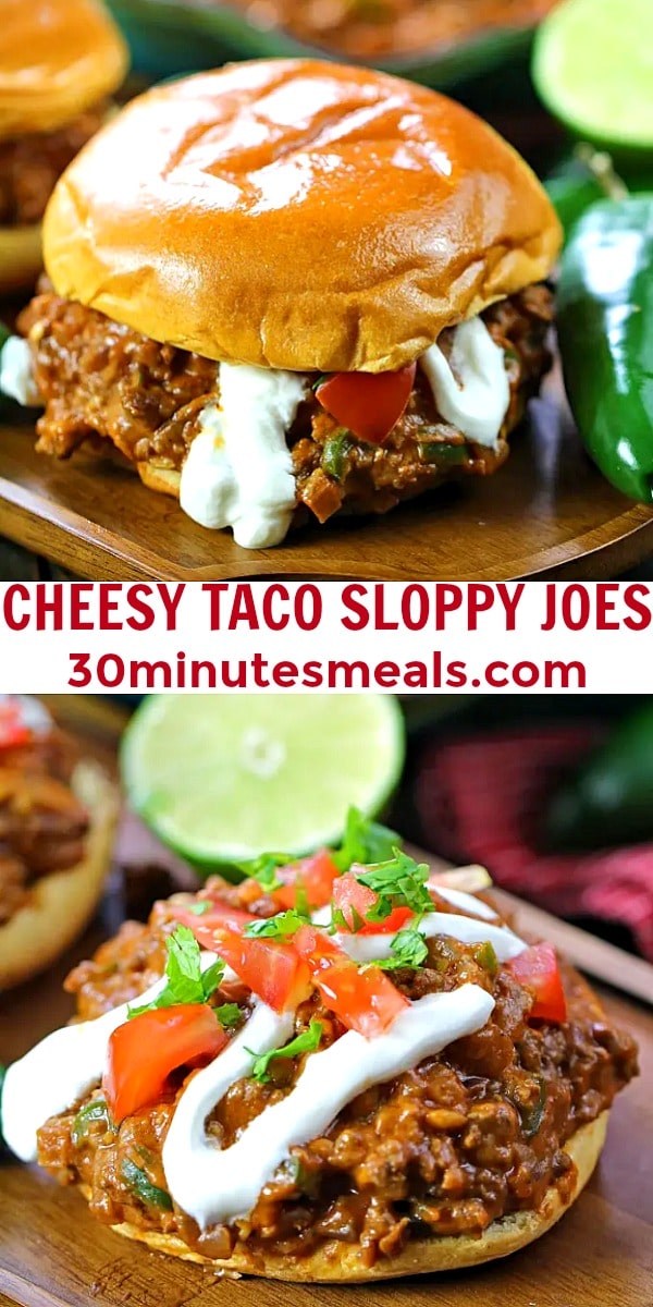 easy cheesy taco sloppy joes pin