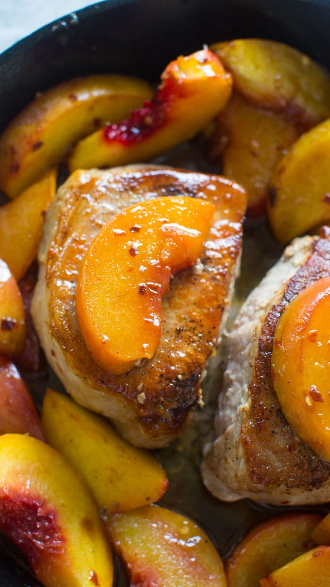 Peach Pork Chops are the perfect combination of sweet and savory. An easy and beautiful one pan meal, ready in just 30 minutes.