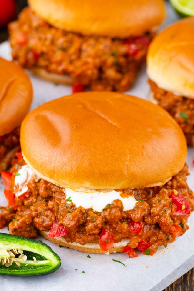 Juicy and hearty taco sloppy Joes.