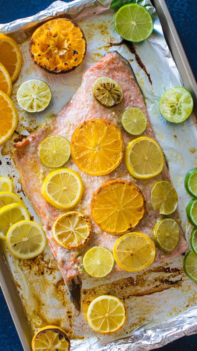 Easy One Pan Honey Citrus Salmon takes only 30 minutes to make.This healthy meal is a great combo of sweet and savory and refreshing citrus flavor.