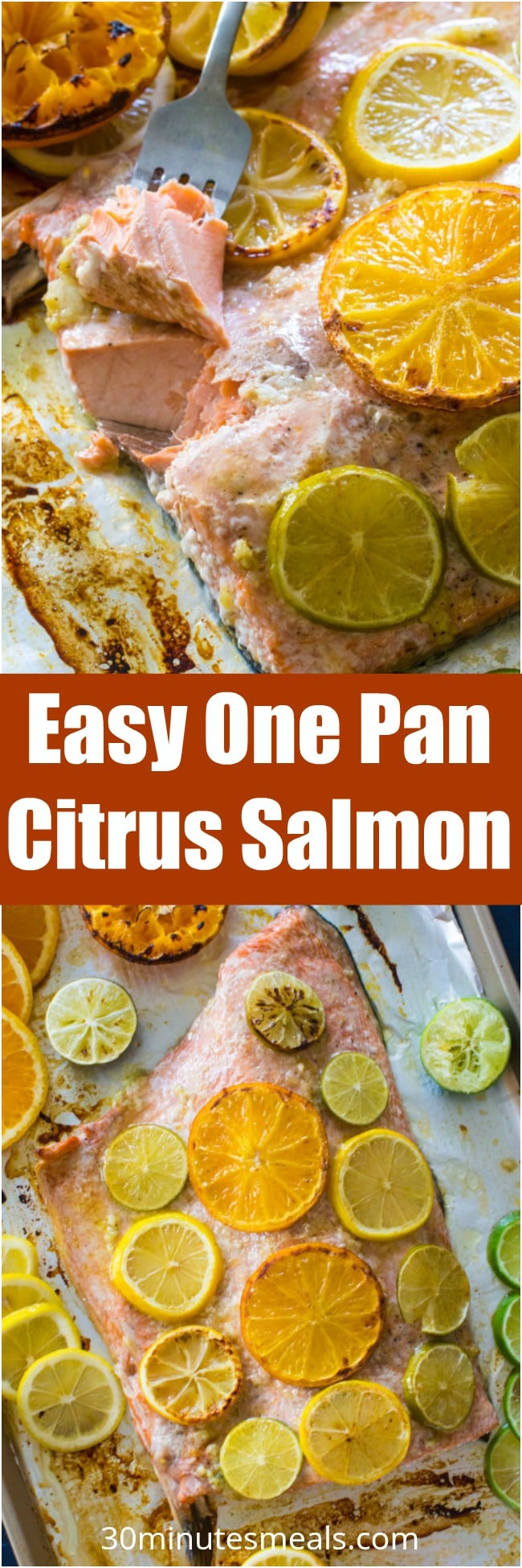 Easy One Pan Honey Citrus Salmon takes only 30 minutes to make.This healthy meal is a great combo of sweet and savory and refreshing citrus flavor.