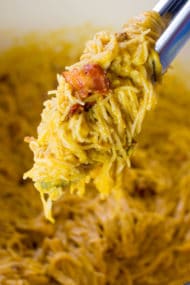 Pumpkin Pasta with bacon is creamy and delicious, easily made in one pot in 30 minutes or less.
