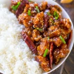 Crispy Sweet and Spicy Chicken is coated in the most delicious, sweet, sticky and spicy sauce. Make it in one pan in 30 mins only!