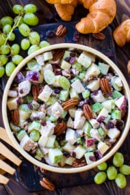 Chicken Waldorf Salad is the perfect combination of sweet and savory. Crispy apples, juicy grapes and crunchy nuts are combined to create the perfect bite!