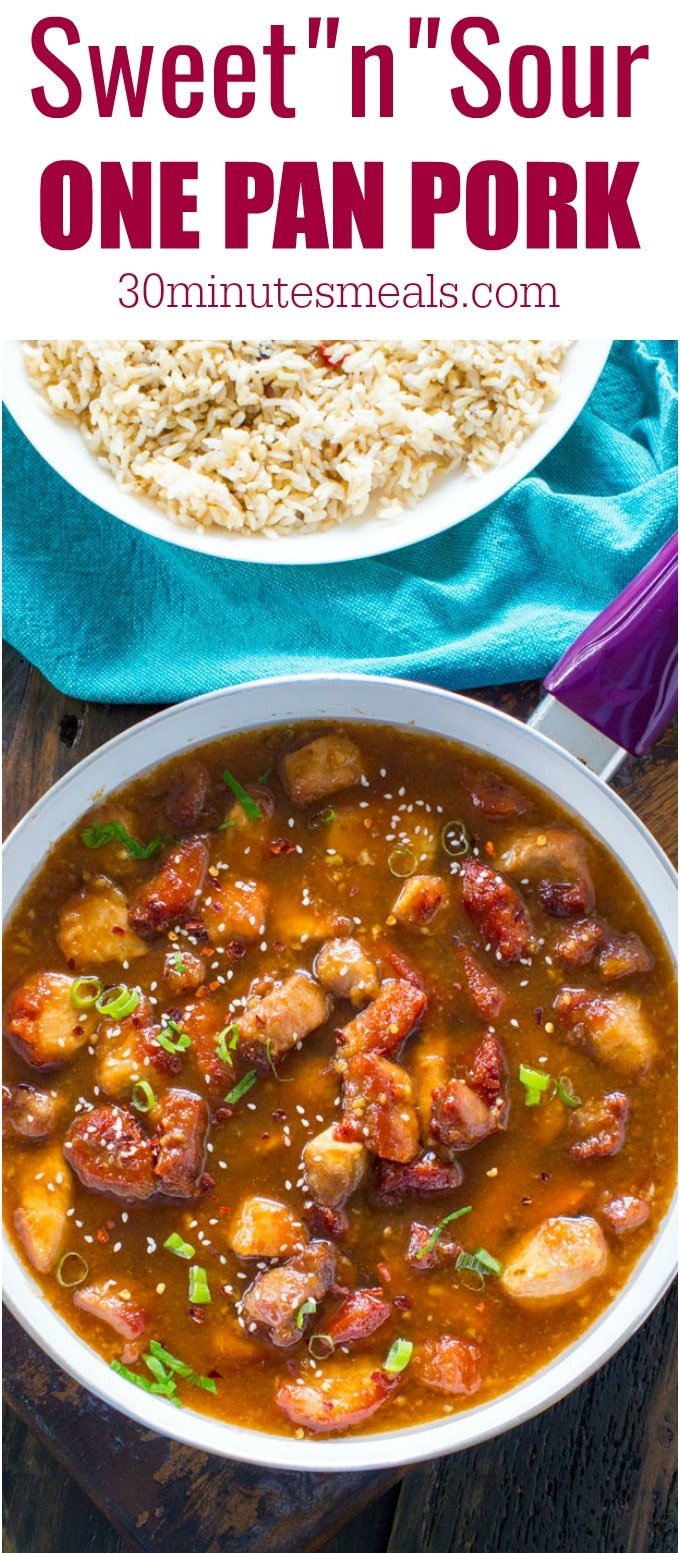 Sweet and Sour Pork is a restaurant quality meal that can be easily made at home in one pan with budget friendly ingredients.