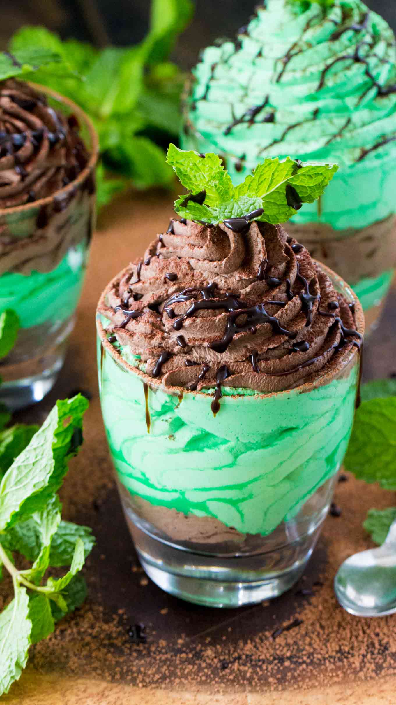 No Bake Chocolate Mint Mousse made with just a few ingredients is a flavorful and creamy take on the classic, more labor intensive mousse.