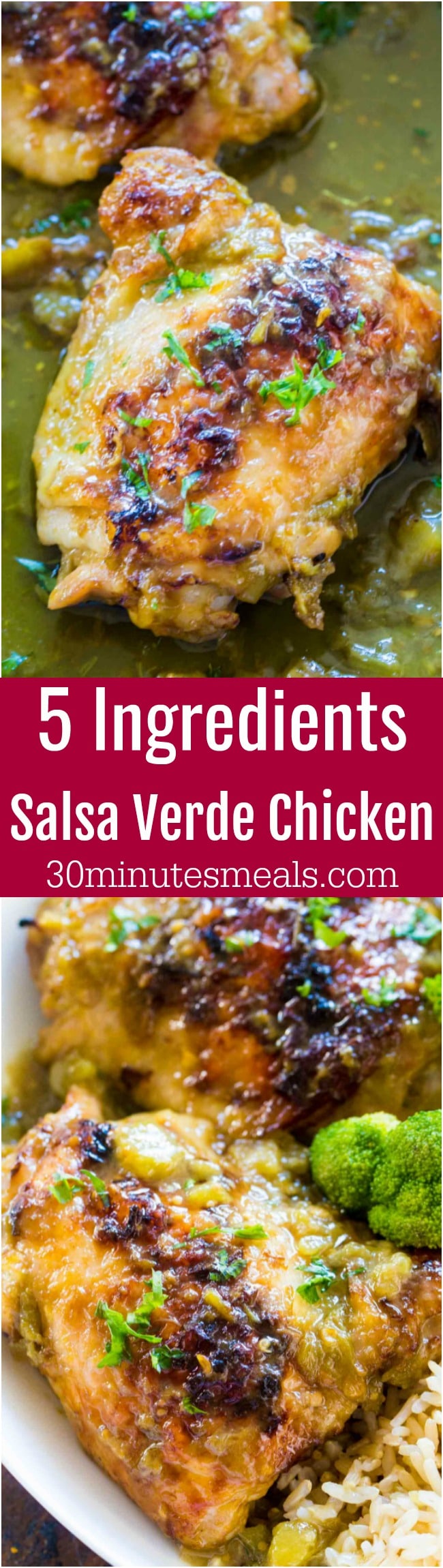 Green Chiles and Salsa Verde Chicken is such an easy and juicy way to prepare chicken in just 30 minutes with just 5 ingredients in one pan.