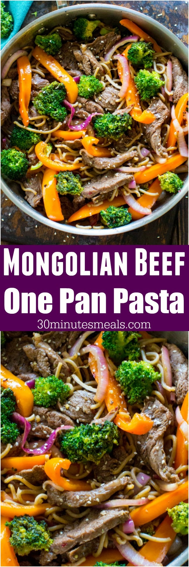 One Pan Skinny Mongolian Beef Noodles are loaded with lot veggies, protein in a delicious, light mongolian sauce, served over soba noodles.