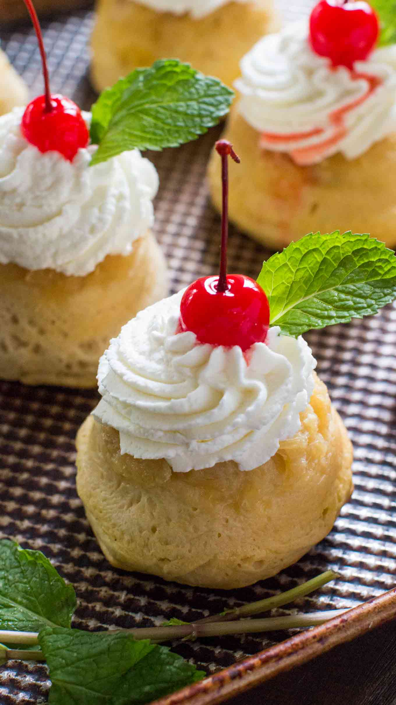 Pineapple Upside Down Cakes turns making dessert into a fun task! These cakes are made with biscuit dough and are ready in 30 minutes!