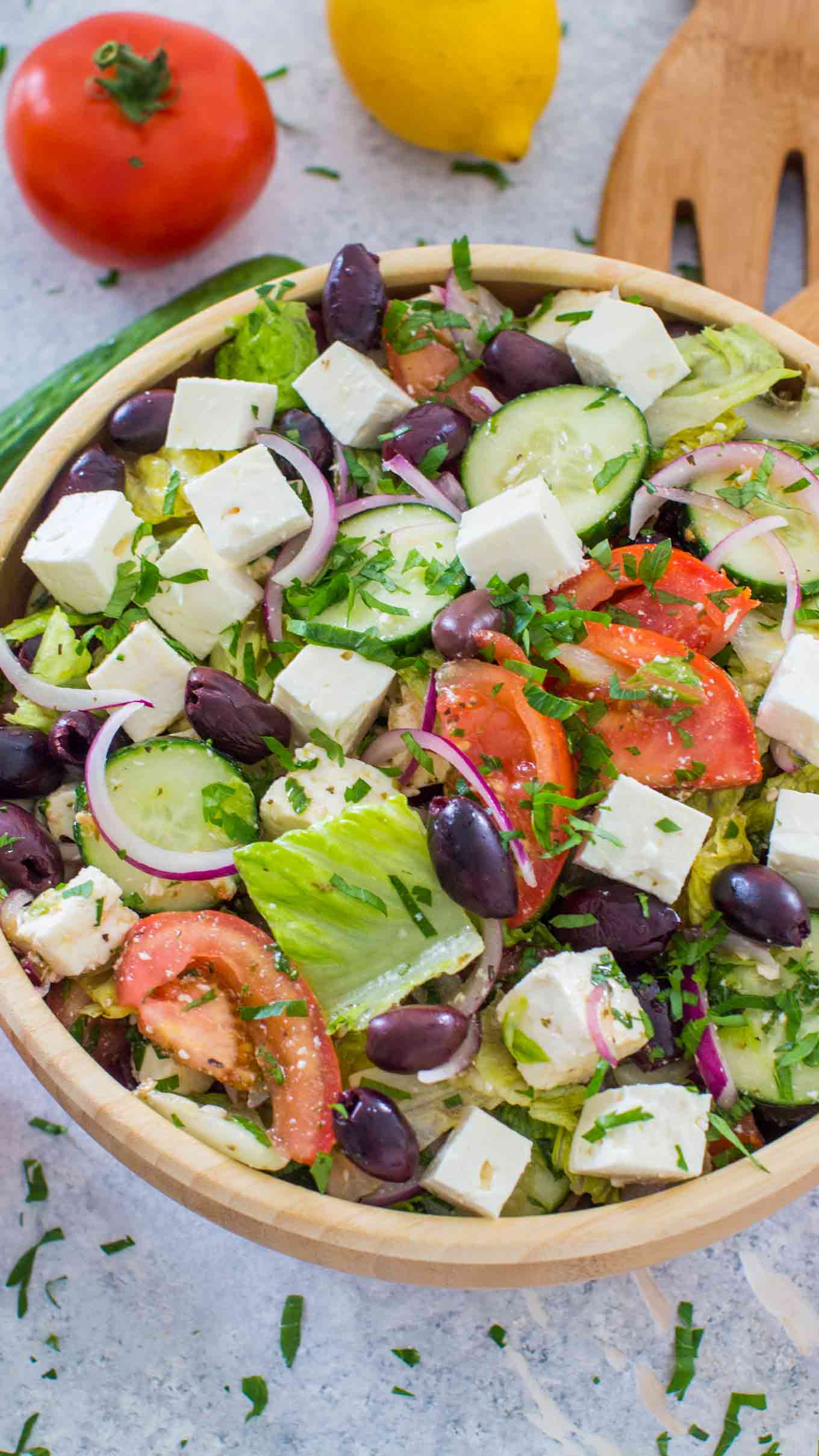 Greek Salad with Homemade Greek Salad Dressing