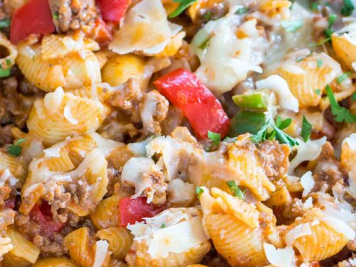 Cheesy Stuffed Pepper Skillet With Pasta 30 Minutes Meals