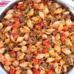 Chorizo Pasta is a rich dish made with the pasta in savory sausage and tomato-based sauce. Spice up your menu rotation with this unique sausage flavor! #chorizo #pasta #30minutemeals #easyrecipe #texmex