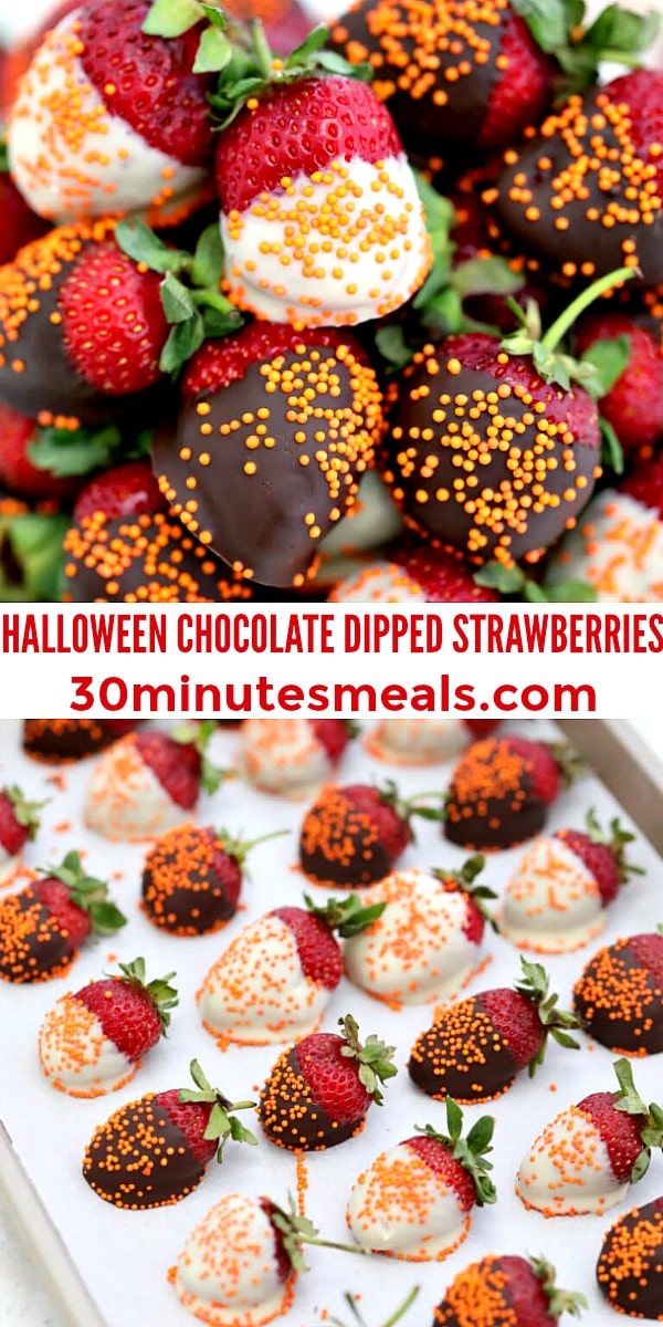 easy Halloween Chocolate Dipped Strawberries pin