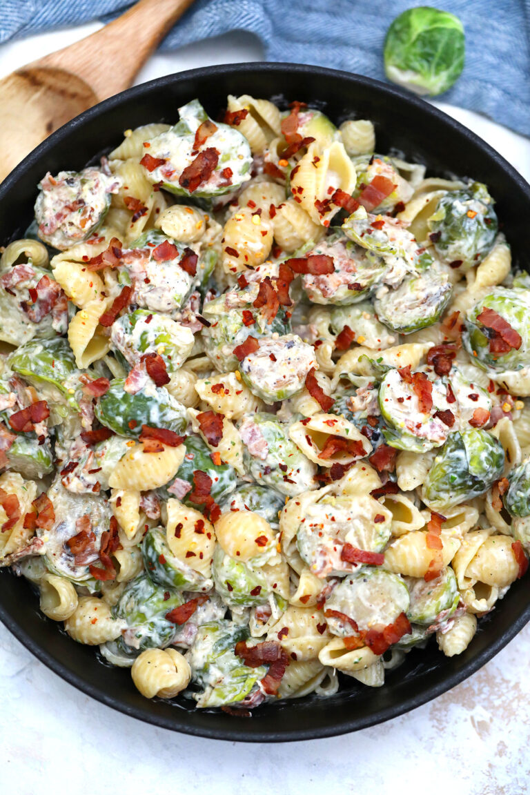 Brussels Sprouts in Alfredo Sauce Pasta 30 minutes meals