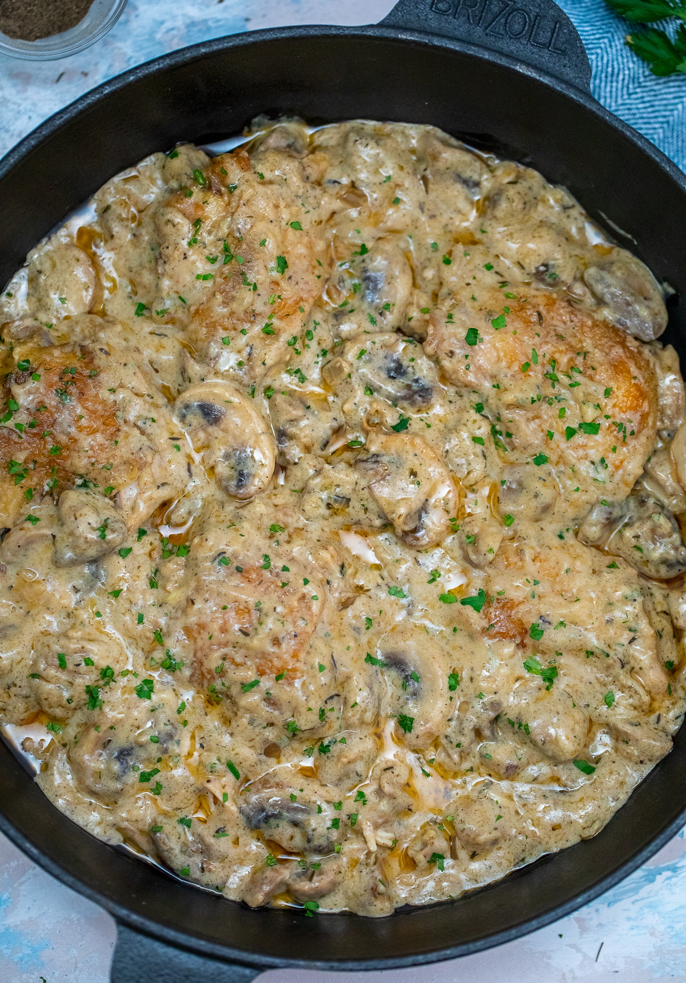 Cast Iron Chicken and Mushroom Recipe 30 minutes meals