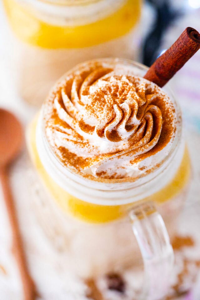 Spiced buttered rum topped with cinnamon whipped cream.