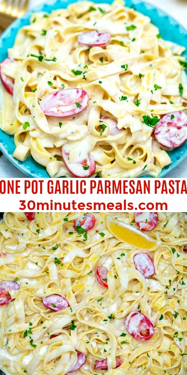 Photo of One Pot Garlic Parmesan Pasta pin