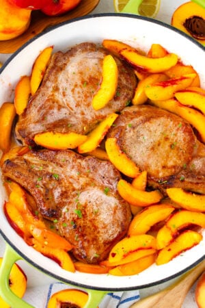 One pan peach pork chops.