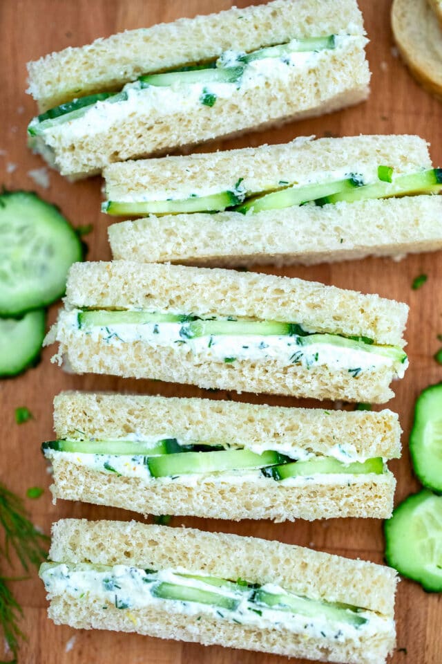 Cucumber Sandwiches are the perfect refreshing and delicious finger food. They are ready in minutes and can be enjoyed as appetizers or with tea. #cucumbersandwiches #sandwiches #teasandwiches #30minutemeals #fingerfood
