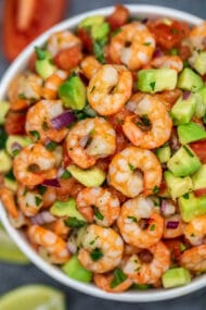 This shrimp ceviche recipe is such a refreshing and light appetizer that is perfect for any occasion! #shrimp #shrimprecipes #shrimpceviche #30minutemeals #appetizers
