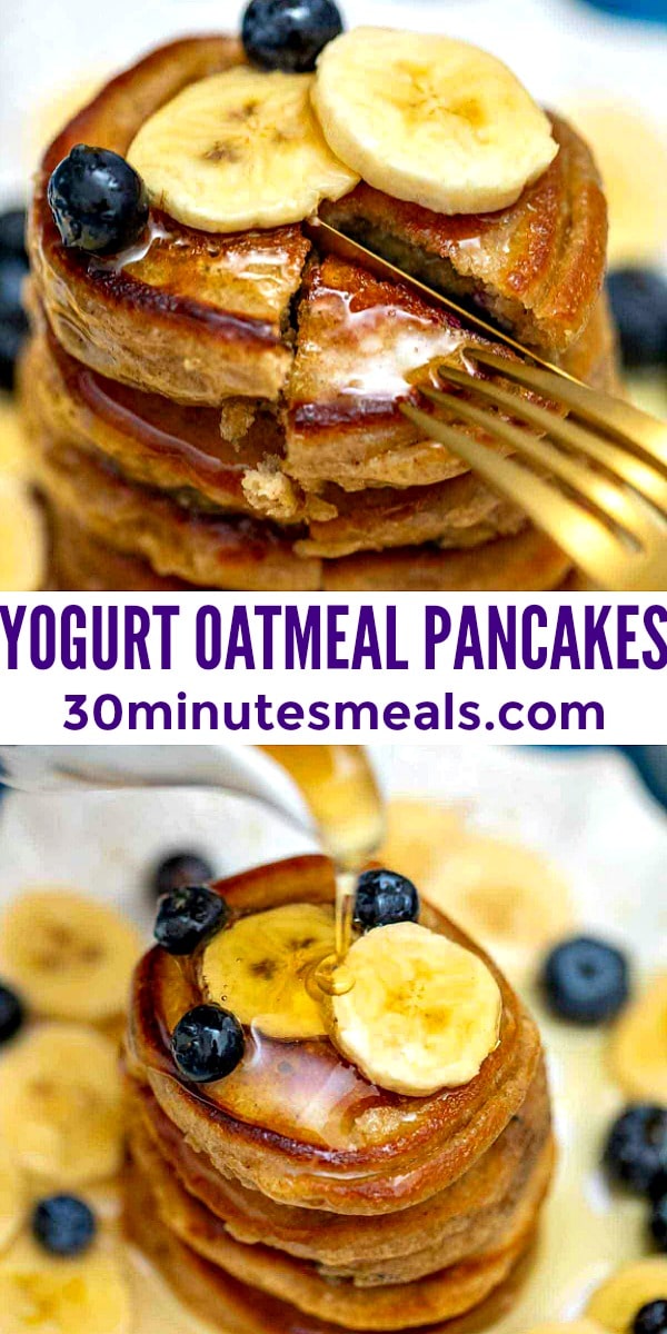 Easy Yogurt Oatmeal Pancakes pin