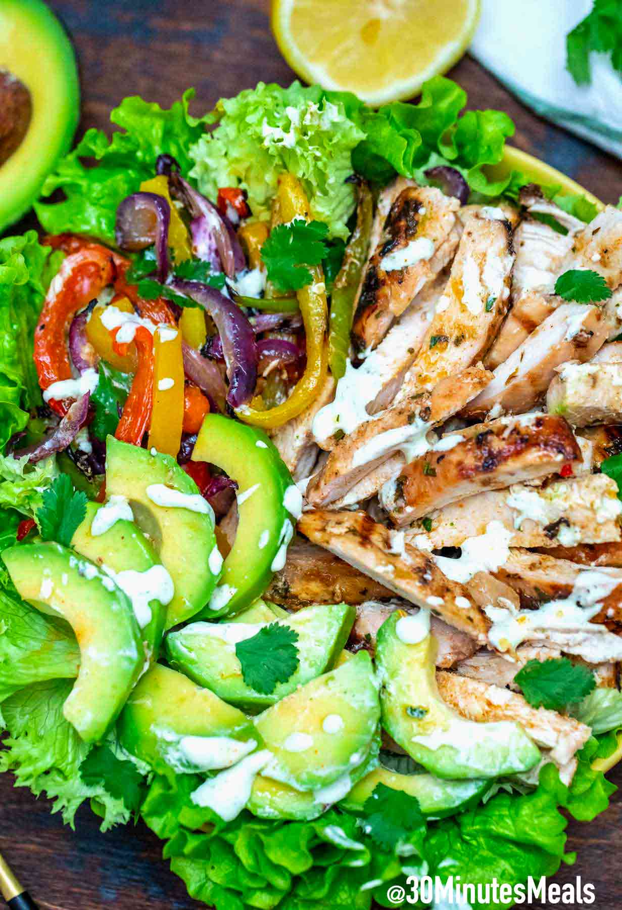 Easy Grilled Chicken Fajita Salad with Avocado