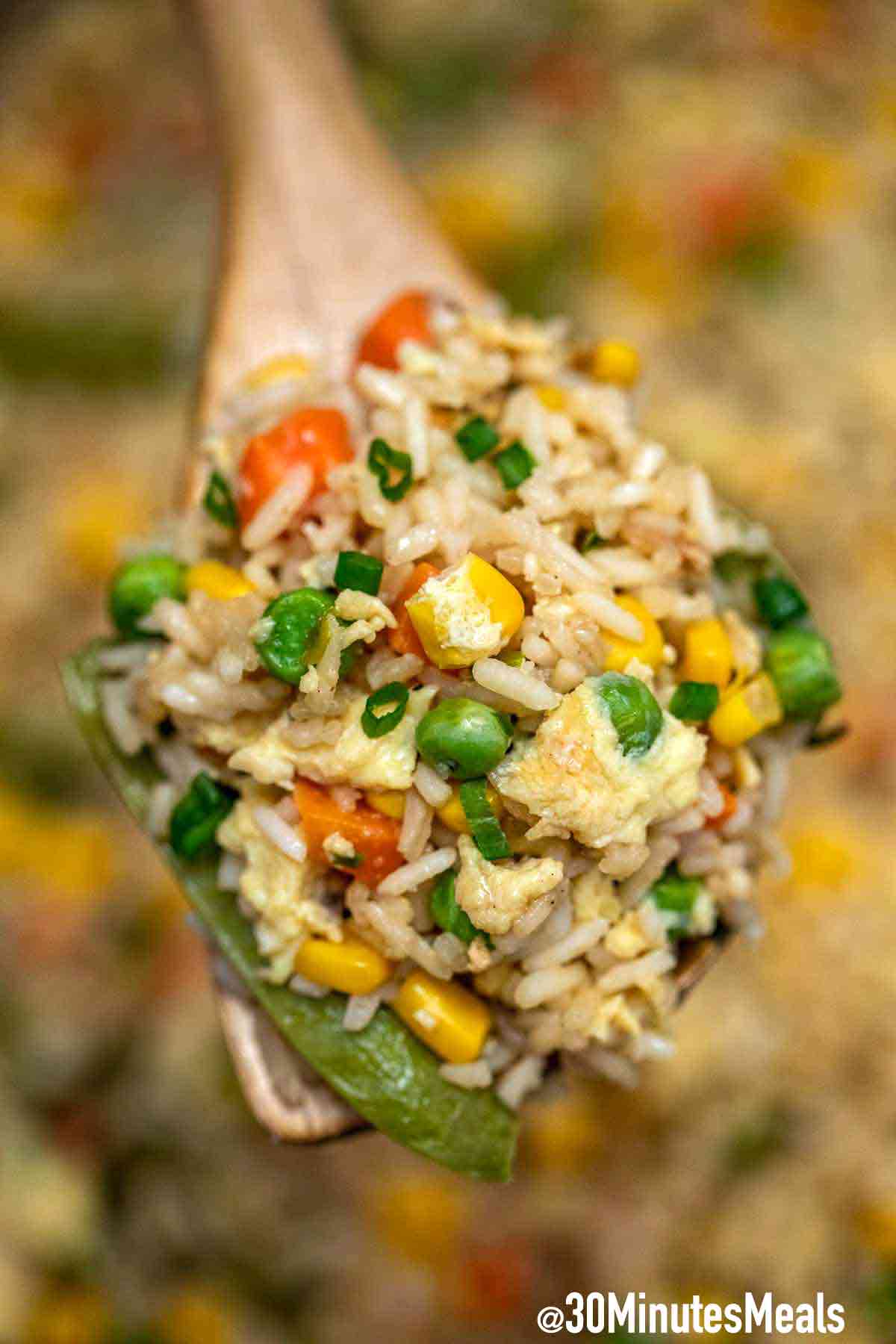 Egg Fried Rice with Corn and Peas