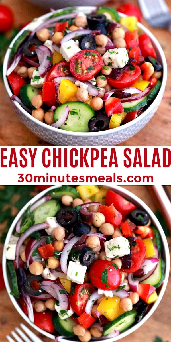 chickpea salad with veggies pin