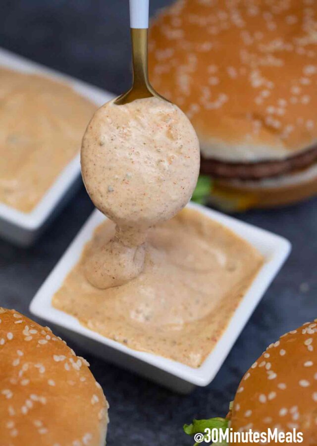 Big Mac sauce on a spoon