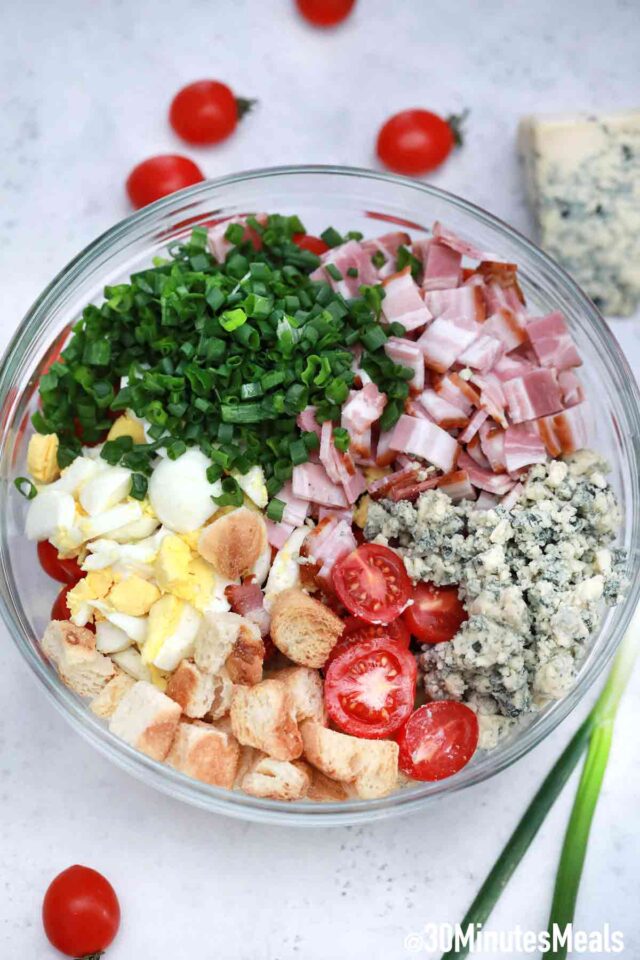 BLT salad ingredients in a bowl