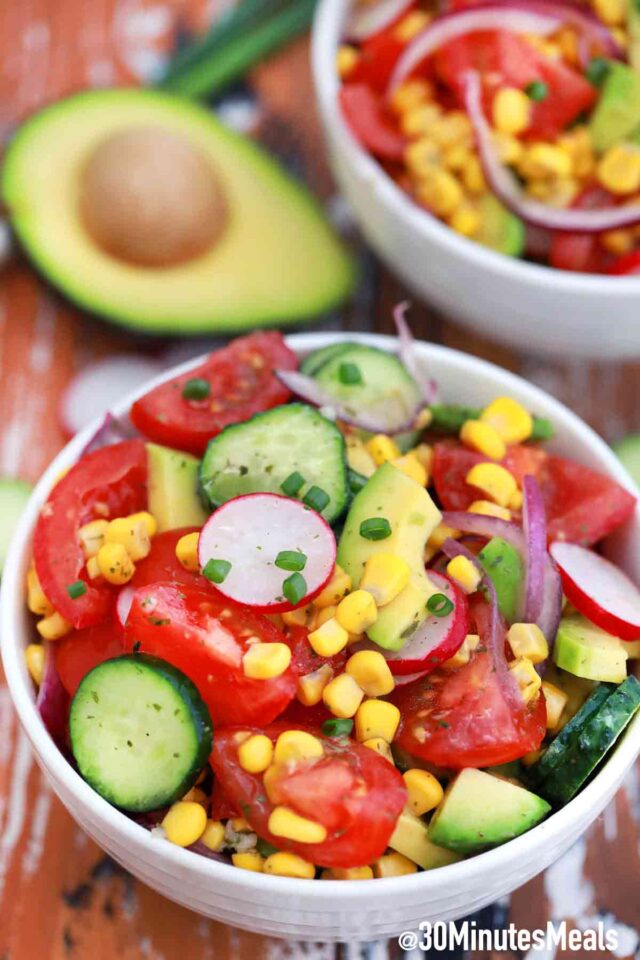 avocado corn salad in a bowl