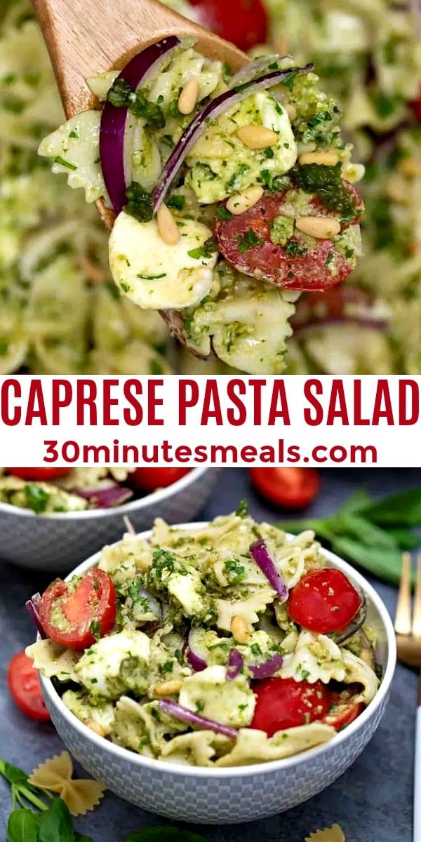 easy caprese pasta salad pin