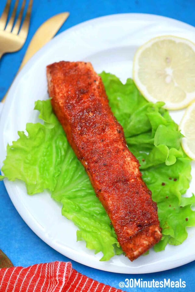 air fryer salmon with lemon