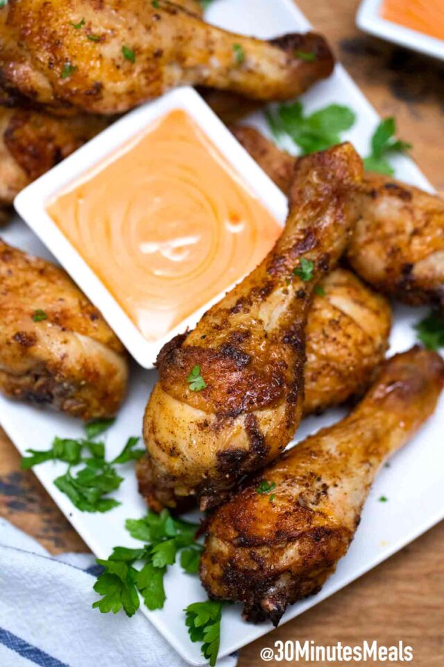 air fryer chicken drumsticks with dipping sauce