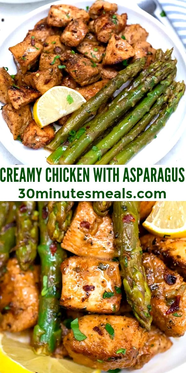 easy creamy chicken with asparagus pin