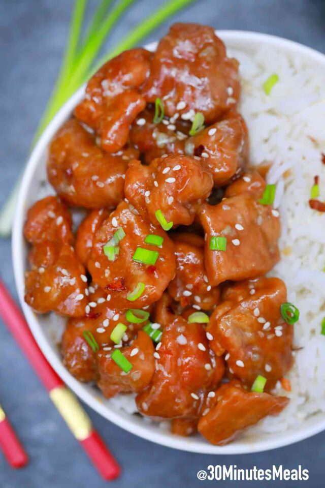sesame chicken with rice