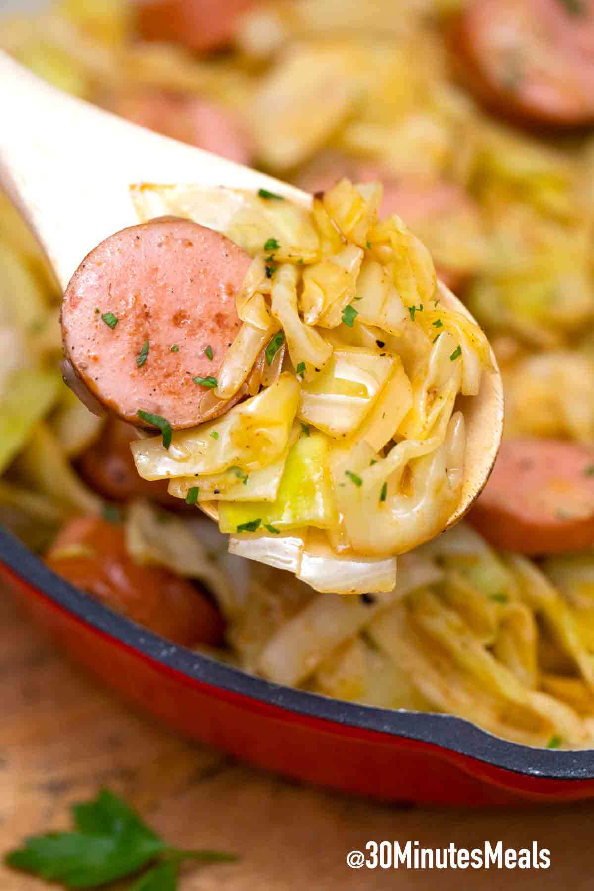 Fried Cabbage and Kielbasa - 30 minutes meals