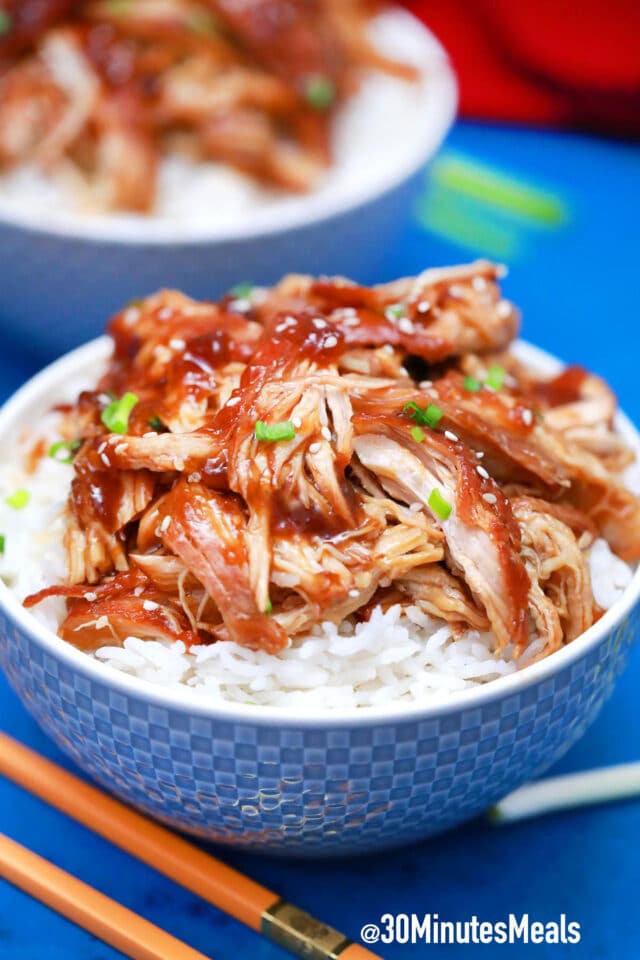 easy shredded chicken teriyaki and rice