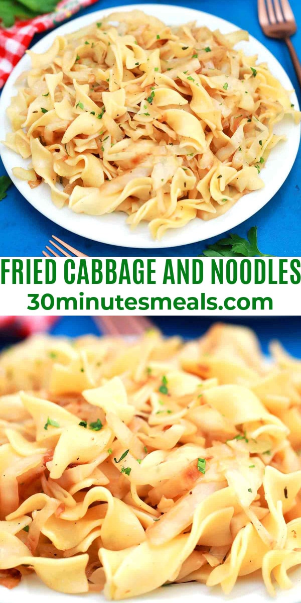 easy fried cabbage and noodles pin