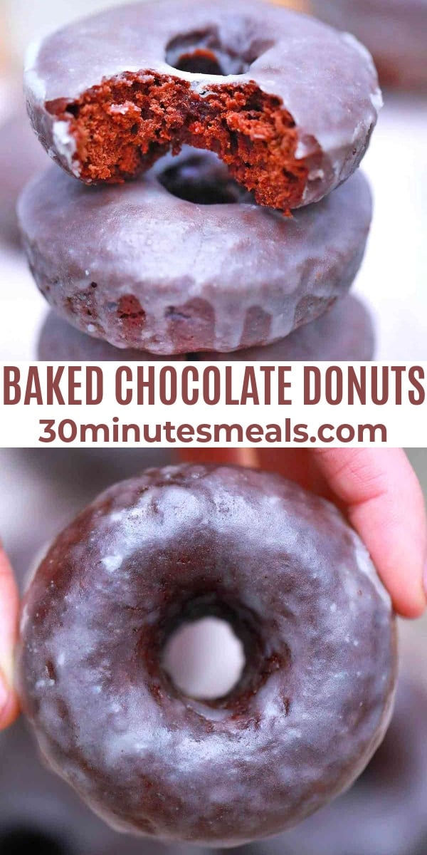 easy baked chocolate donuts pin