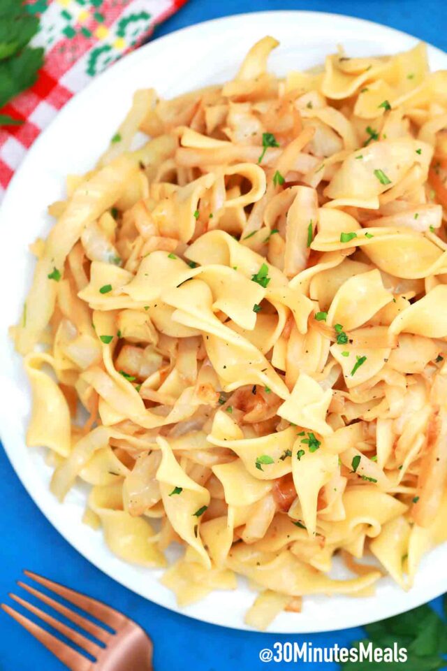 homemade fried cabbage and noodles