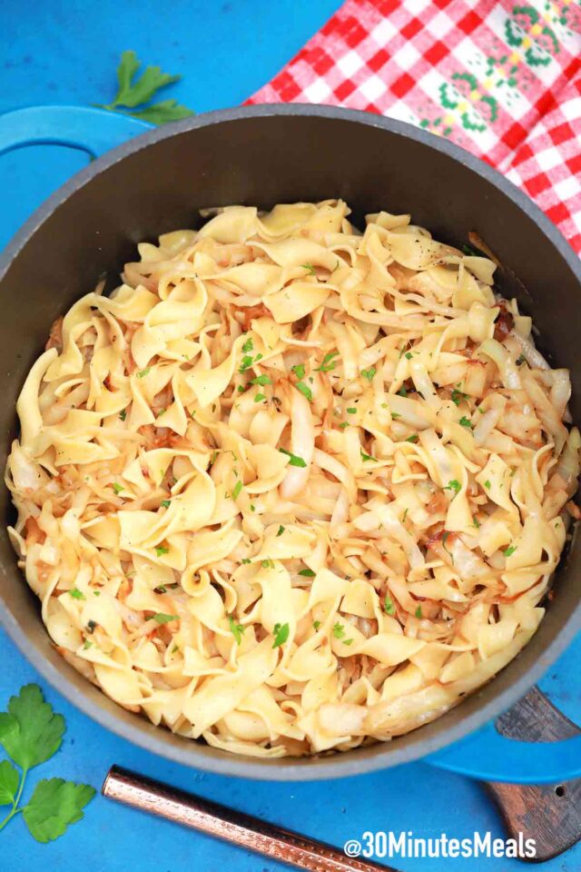delicious fried cabbage and noodles