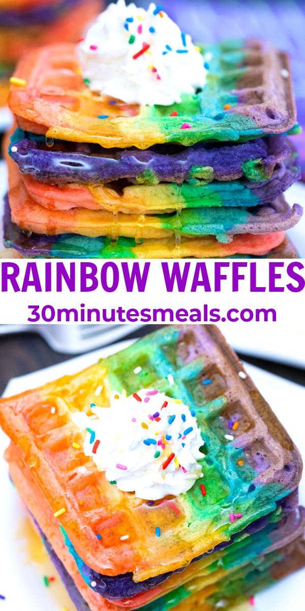 easy rainbow waffles pin