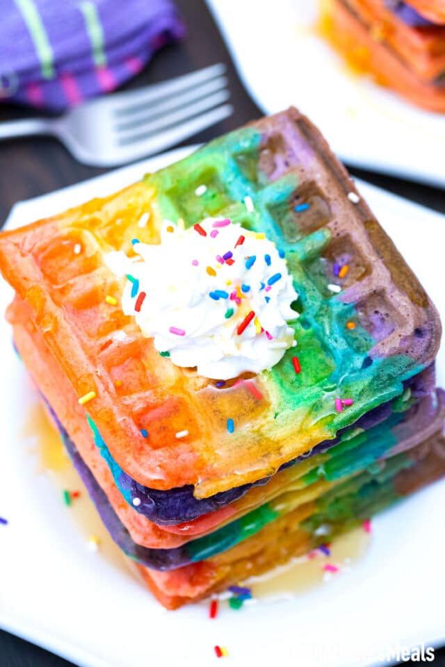 homemade easy rainbow waffles