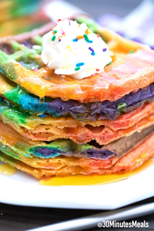 easy fluffy rainbow waffles