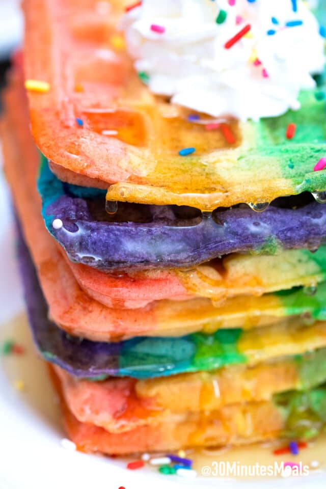 easy rainbow waffles for st. patricks day