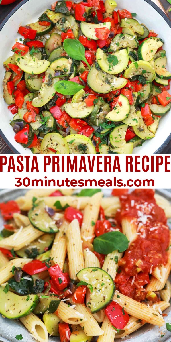 easy pasta primavera recipe pin