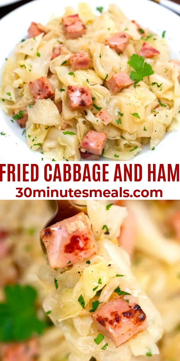 easy fried cabbage and ham pin