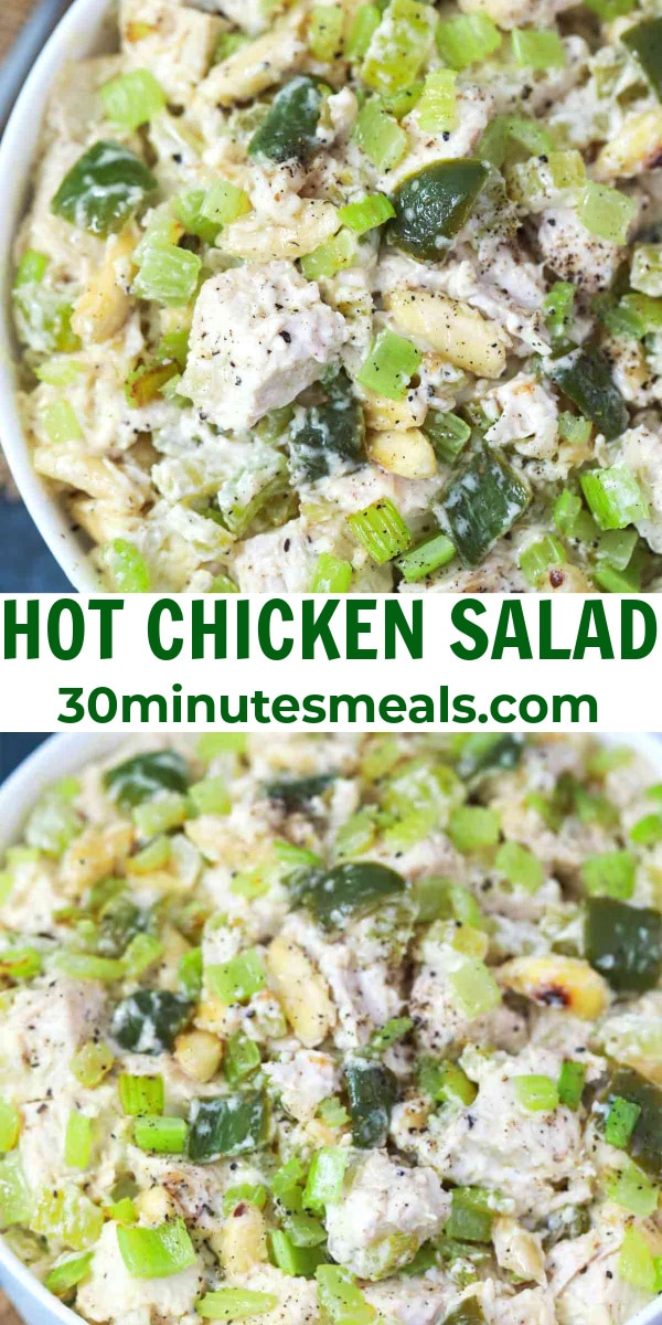 easy hot chicken salad pin